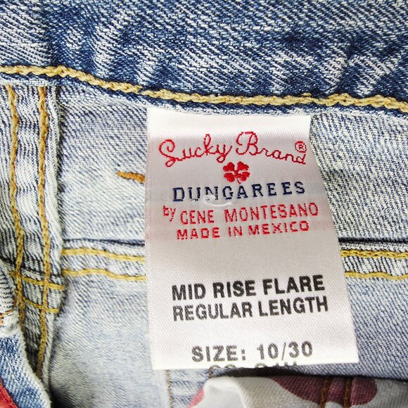 Lucky Brand Dungarees 30X32 Women Size 10/30 Mid Rise Flare Regular Length Jeans - Picture 5 of 13